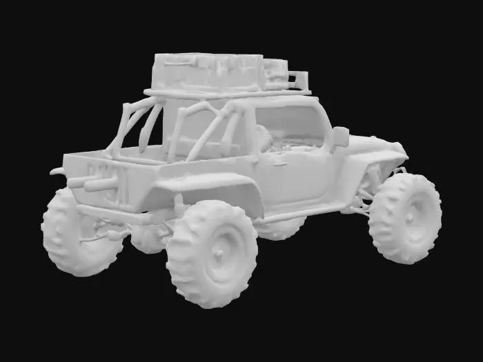 3D model for {
  "Object": "old Go workspace dune buggy",
  "Material": "rusty steel, rubber, and terminal glass",
  "Shape/Form": "buggy frame with a cargo rack holding $GOPATH crates, and pipes spewing build logs",
  "Color Scheme": "CLI green, dusty gray, and faded Go blue",
  "Texture Details": "rusted frame, ASCII log patterns, crate scratches",
  "Style": "realistic",
  "Environment/Use Context": "racing through a deprecated pipeline wasteland",
  "Reference Models": "inspired by Go's pre-module era and dusty build systems"
}
