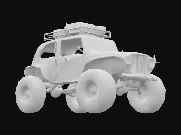 3D model for {
  "Object": "old Go workspace dune buggy",
  "Material": "rusty steel, rubber, and terminal glass",
  "Shape/Form": "buggy frame with a cargo rack holding $GOPATH crates, and pipes spewing build logs",
  "Color Scheme": "CLI green, dusty gray, and faded Go blue",
  "Texture Details": "rusted frame, ASCII log patterns, crate scratches",
  "Style": "realistic",
  "Environment/Use Context": "racing through a deprecated pipeline wasteland",
  "Reference Models": "inspired by Go's pre-module era and dusty build systems"
}
