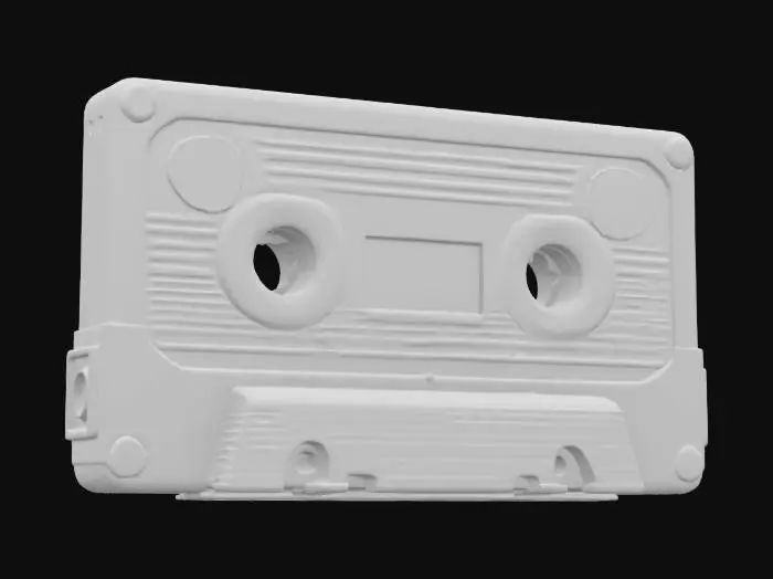 3D model for Object: A retro-futuristic cassette player
Material: Polished chrome and translucent plastic
Shape/Form: Rectangular body with rounded edges and oversized buttons
Color Scheme: Neon pink with teal and chrome accents
Texture Details: Glossy surfaces with subtle fingerprint smudges and retro sticker decals
Style: Voxel with a synthwave aesthetic and 80s sci-fi influences
Environment/Use Context: Sitting on a cluttered desk under purple and blue neon lighting
Reference Models: Inspired by the Sony Walkman and Tron Legacy’s aesthetic