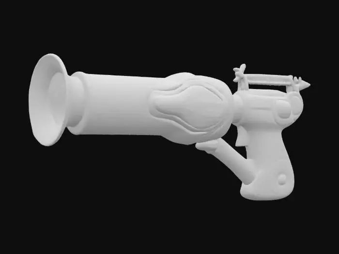 3D model for     - object: Cel-Shaded Turbo Toothpaste Cannon
      material: Plastic tube casing, pump lever, ammo cartridge socket
      shape_form: Giant toothpaste blaster for dual brushing and defense
      color_scheme: White, blue, neon lime cartridge strip
      texture_details: “FWOOSH!” comic text, toon shine arrows, mint fog
      style: Cel-Shaded
      environment_use_context: Futuristic bathroom comedy scene
      reference_models: [Hi-Fi Rush props, Mario & Luigi gear]