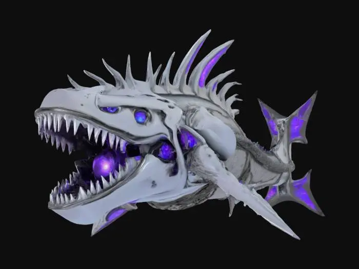 3D model for {, #ocean#, 
  "Object": "Sovereign Obliterator Leviathan",
  "Material": "Pure platinum-titanium alloy plating laced with quantum-entangled data filaments",
  "Shape/Form": "Titanic leviathan silhouette with serrated dorsal fins and a vortex-like maw of swirling code",
  "Color Scheme": "Black chrome base with pulsating violet quantum veins and radioactive emerald kill-switch nodes",
  "Texture Details": "Mirror-polish reflective surfaces, micro-etched circuit fractals, dynamic refractive glitch distortions",
  "Style": "Hyper-realistic PBR fused with sci-fi biomechanical horror",
  "Reference Models": [
    "Deep-sea eel musculature",
    "Quantum computing chip weave",
    "Biomechanical designs of H.R. Giger"
  ]
}, #ocean#, 
