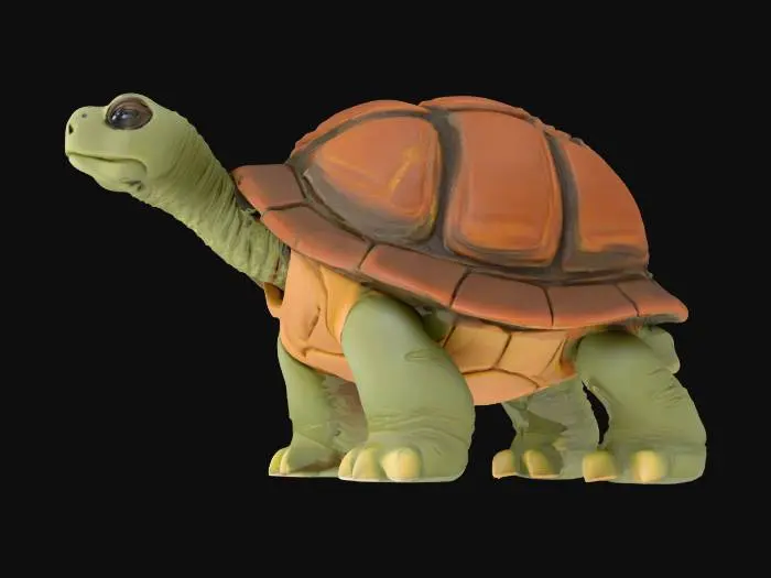 3D model for {
  "Object": "Claymation Trojan Turtle",
  "Material": "Hand-sculpted polymer clay with visible tool-mark textures and matte acrylic paint",
  "Shape/Form": "Chunky turtle form with an exaggerated domed shell that subtly mimics a Trojan horse silhouette",
  "Color Scheme": "Earthy terracotta shell, muted olive-green limbs, and bright gold shell-crest accents",
  "Texture Details": "Finger-pressed clay striations, soft matte finish, tiny chips and cracks for a handcrafted look",
  "Style": "Stop-motion claymation sculpture with charming imperfections",
, #ocean#, 
  "Reference Models": [
    "Classic stop-motion clay characters (e.g., Wallace & Gromit)",
    "Trojan horse wood carving silhouettes",
    "Miniature clay diorama techniques"
  ]
, #ocean#, 
