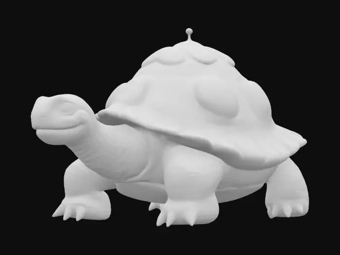 3D model for {
  "Object": "Claymation Trojan Turtle",
  "Material": "Hand-sculpted polymer clay with visible tool-mark textures and matte acrylic paint",
  "Shape/Form": "Chunky turtle form with an exaggerated domed shell that subtly mimics a Trojan horse silhouette",
  "Color Scheme": "Earthy terracotta shell, muted olive-green limbs, and bright gold shell-crest accents",
  "Texture Details": "Finger-pressed clay striations, soft matte finish, tiny chips and cracks for a handcrafted look",
  "Style": "Stop-motion claymation sculpture with charming imperfections",
, #ocean#, 
  "Reference Models": [
    "Classic stop-motion clay characters (e.g., Wallace & Gromit)",
    "Trojan horse wood carving silhouettes",
    "Miniature clay diorama techniques"
  ]
, #ocean#, 
