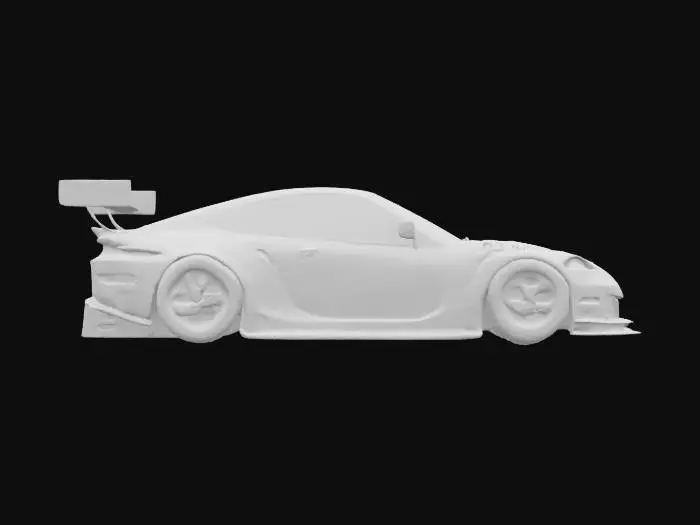 3D model for {
  "Object": "Hill climb race car",
  "Material": "Custom Porsche SVRSR tubular racing chassis with carbon fiber body shell, carbon fiber front splitter, carbon fiber rear wing, and aluminum suspension components",
  "Shape/Form": "Mid-engine, wide stance silhouette with extended wheel arches, massive rear wing, venturi tunnels, and integrated front splitter",
  "Color Scheme": "Pink livery paying homage to Porsche 917/20 'Pink Pig' with stylized butcher-diagram motifs and white/black accent logos",
on splitter and wing",
    "Wheels": "Lightweight forged aluminum center-lock wheels with high-performance tire treads"
  },
  "Style": "Photorealistic",
  "Reference Models": ["Porsche 917/20 'Pink Pig'", "Porsche RSR GTE"]
}
