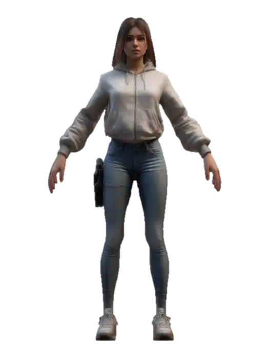 3D-модель Subject: female character, standing in an A-pose. Style: Hyper-realistic, high-poly… - 3dmodel, сгенерированная ИИ