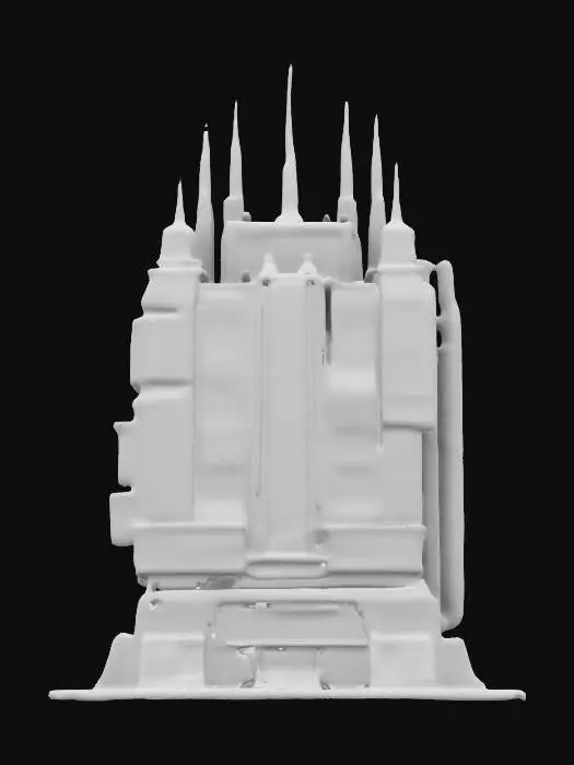 3D model for Subject: Cyberpunk palace, a massive, futuristic high-rise with an angular, monolithic shape.
Style: Cyberpunk 2077-inspired, sleek and imposing, blending brutalist and neo-futuristic design.
Material: Reinforced steel and glass, neon-lit facades, holographic signage, illuminated geometric etchings.
Details: Sharp, asymmetrical towers, interconnected skybridges, floating terraces, modular structures with glowing accent lines, layered walkways, towering spires with radiant neon circuits.
