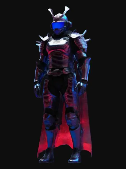 3D model for samurai F1 driver
Style: Futuristic, sleek yet traditional samurai armor aesthetic
Material: Layered metallic plating with neon-lit edges, reinforced combat gloves and boots
Details: Kabuto-style helmet with holographic visor, crimson and black color scheme with glowing blue highlights, combat-ready agility enhancements
Purpose: High-speed cyber-racing in a dystopian Tokyo, futuristic game asset