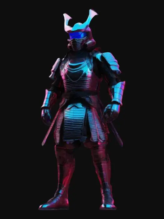 3D model for samurai F1 driver
Style: Futuristic, sleek yet traditional samurai armor aesthetic
Material: Layered metallic plating with neon-lit edges, reinforced combat gloves and boots
Details: Kabuto-style helmet with holographic visor, crimson and black color scheme with glowing blue highlights, combat-ready agility enhancements
Purpose: High-speed cyber-racing in a dystopian Tokyo, futuristic game asset