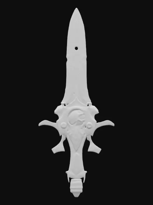 3D model for "A futuristic ChronoForge sword with a sleek, high-tech design. The blade is made of translucent crystalline metal with a glowing blue energy core pulsing through intricate engravings. The hilt is crafted from black carbon-fiber with gold circuitry inlays, and an embedded time-shift mechanism emitting a faint luminescent aura. The pommel features a rotating chrono-dial with an animated clockwork mechanism. , #ChronoForgeWeapon#