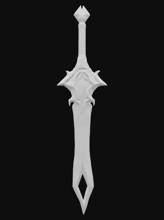 3D model for A dark fantasy chrono-rapier of semi-transparent black voidstone, swirling with spectral energy. Its ultra-thin, needle-like blade distorts space, enabling near-instant thrusts that leave time-infused wounds. The ornate silver guard bears floating arcane sigils that morph with movement. A glowing time-crystal in the pommel grants brief invisibility upon striking. The voidstone shimmers ethereally, with silver inlays enhancing its mystical assassin aesthetic. Fully PBR-ready., #ChronoForgeWeapon#