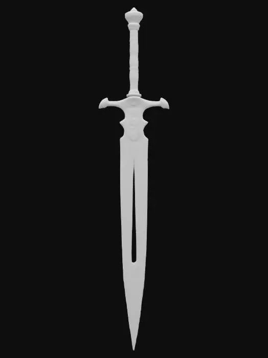 3D model for Artifact Name: The Æonblade
Description: A legendary sword forged from the metals of fallen meteorites, wielded by ancient kings and reforged with futuristic energy cores. The blade shifts between solid steel and a plasma edge, adapting to the wielder’s needs. The hilt, carved from fossilized dragon bone, contains an advanced AI guidance system that whispers battle strategies based on historical combat data., #ChronoForgeWeapon#