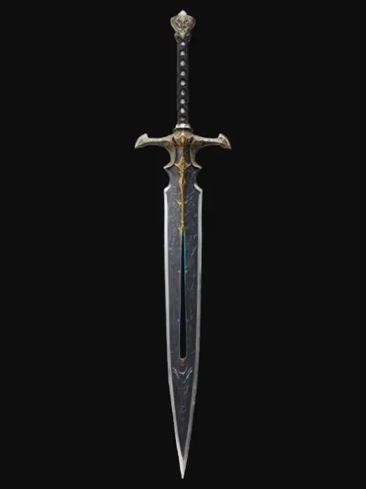 3D model for Artifact Name: The Æonblade
Description: A legendary sword forged from the metals of fallen meteorites, wielded by ancient kings and reforged with futuristic energy cores. The blade shifts between solid steel and a plasma edge, adapting to the wielder’s needs. The hilt, carved from fossilized dragon bone, contains an advanced AI guidance system that whispers battle strategies based on historical combat data., #ChronoForgeWeapon#