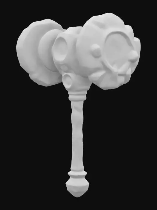 3D model for 🌀 Description: A chunky, oversized war hammer with a prehistoric twist! The head is a massive dinosaur skull reinforced with metal plating, while neon-blue energy coils pulse along the cracks. The handle is wrapped in thick leather, with glowing runes that spark when swung.
📏 Size & Shape: Massive and exaggerated, oversized dino skull head.
🎨 Colors & Materials: Bone-white, bright neon blue, dark brown leather. #ChronoForgeWeapon#