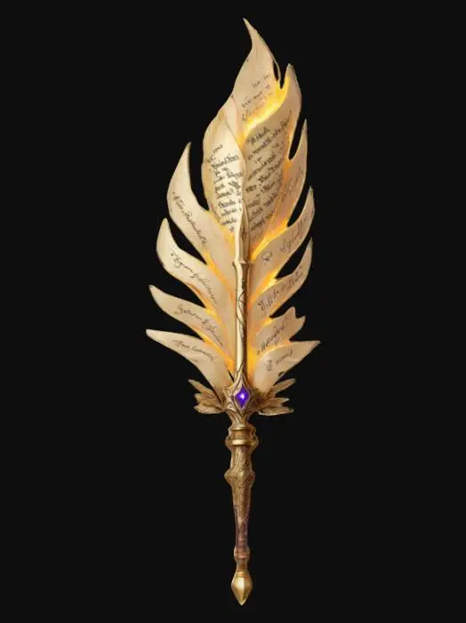 3D model for  The “We’re Retconning This” Wand 🪄📜
Description:

A magical wand that rewrites anything it touches into something else.
You don’t defeat enemies—you rewrite them into having already been defeated.
Size & Shape: A golden, quill-shaped wand that emits script-rewriting energy.
Colors & Materials: Glowing parchment texture, with “Under Revision” flashing along its length., #ChronoForgeWeapon#
