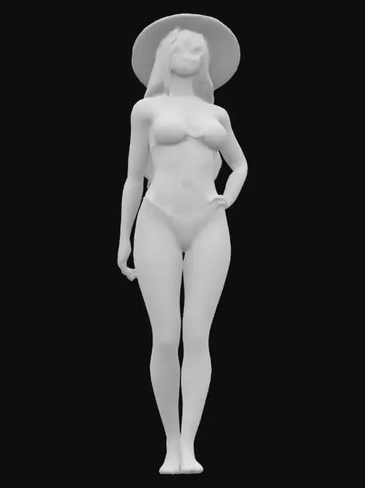 3D model for {
"object_type": "female character",
"visual_description": "a confident, athletic woman in a stylish bikini with sunglasses and a beach hat, standing in a relaxed pose on a sandy beach",
"style": "realistic",
"polycount": "medium",
"format": "glb"
}
