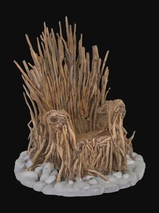 3D model for [Canada] The Beaver Throne
Object: Grand throne shaped from thousands of interwoven twigs, driftwood, and glacial stones
Material: Polished driftwood, frozen clay, woven reeds
Shape/Form: Wide, organic structure resembling a giant beaver lodge but shaped into a regal throne
Color Scheme: Natural wood browns, muted grays, icy highlights
Texture Details: Rough wood textures, smooth polished driftstone surfaces
Style: Tribal nature fantasy
Environment/Use Context (optional): Sitting atop a frozen lake in Quebec during perpetual twilight
Reference Models (optional): Inspired by indigenous lodge designs and medieval fantasy thrones #AroundTheWorld#