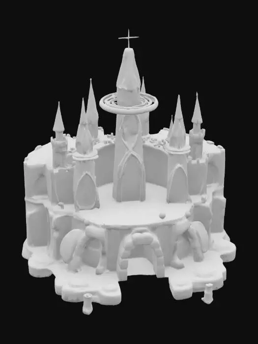 3D model for [Japan, Sapporo]
City: #Sapporo
Object: Snow Festival Ice Castle → Celestial Galaxy Observatory #AroundTheWorld#
Material: hammered crystal ice panels infused with shimmering meteorite dust
Shape/Form: symmetrical spiral spires branching into floating ice rings and planetary orbs
Color Scheme: translucent midnight-blue ice, silver-white highlights, aurora-green inner glow
Texture Details: prismatic ice facets, micro-etched meteorite striations, softly pulsating luminescent veins
Style: low-poly cartoon fantasy–high-poly clarity (~50K verts)
Environment/Use Context: set on a VR tundra under a dynamic starfield, with rotating star trails weaving through the spires
Reference Models: inspired by cosmic observatory domes and voxel nebula sculptures