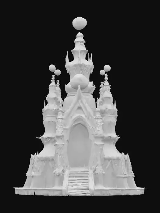 3D model for [Japan, Sapporo]
City: #Sapporo
Object: Snow Festival Ice Castle → Celestial Galaxy Observatory #AroundTheWorld#
Material: hammered crystal ice panels infused with shimmering meteorite dust
Shape/Form: symmetrical spiral spires branching into floating ice rings and planetary orbs
Color Scheme: translucent midnight-blue ice, silver-white highlights, aurora-green inner glow
Texture Details: prismatic ice facets, micro-etched meteorite striations, softly pulsating luminescent veins
Style: low-poly cartoon fantasy–high-poly clarity (~50K verts)
Environment/Use Context: set on a VR tundra under a dynamic starfield, with rotating star trails weaving through the spires
Reference Models: inspired by cosmic observatory domes and voxel nebula sculptures