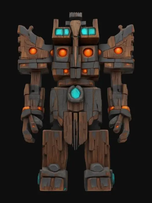 3D model for [Canada]
Object: Shattered Totem Colossus
Material: Splintered ancient wood, rusted iron bands, cracked digital runestones
Shape/Form: Hulking golem stitched together from broken totem poles and magnetic scrap metal
Color Scheme: Decayed wood browns, iron grey, faint flickers of lost neon colors
Texture Details: Splintered and rotten textures, oxidized metal corrosion, fractured holographic runes
Style: Ruined tribal mech fantasy
Environment/Use Context (optional): Rampaging through desolated spirit grounds during the collapse of the northern frontier
Reference Models (optional): Combines ruined forest guardian myths with post-collapse robotics
 #AroundTheWorld#
