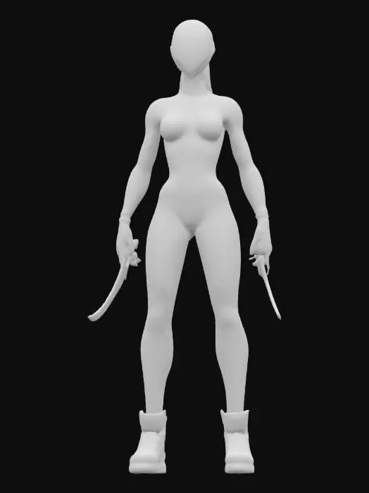 3D model for Object: Aurora Huntress of the Arctic Wastes
Material: Whale-bone composites, graphene armor mesh, micro-LED braids
Shape/Form: Slim athletic humanoid; flexible armor; braided hair with embedded lights; dual nanosteel carving knives
Color Scheme: Matte black, shifting aurora greens and purples, pale skin tones
Texture Details: Flexible hardened mesh, bone-carved armor, smooth braided fibers with shimmering micro-lights
Style: Futuristic nomadic survivalist
Environment/Use Context (optional): Stalking prey in the neon-lit ghost cities of the Arctic
Reference Models (optional): Blends Inuit tracker traditions with cyber-futurist stealth suits
Tags: #AroundTheWorld#