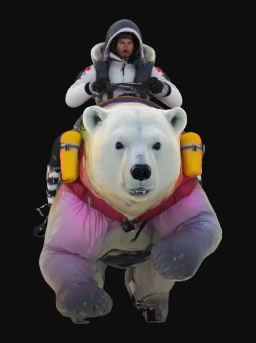 3D model for [Canada]
An outlaw courier dressed in stitched-together graphene parkas, racing across snowfields on a bio-engineered polar bear draped in neon saddlebags. #AroundTheWorld#