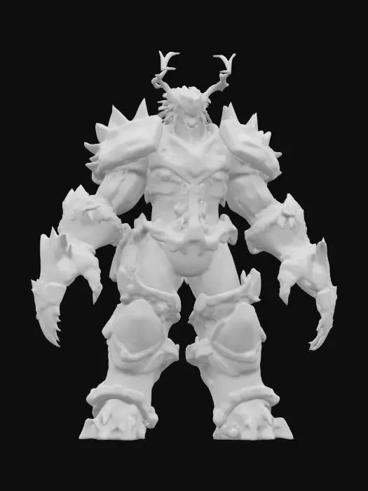 3D model for [Canada]
A cybernetic Glacier Syndicate Overlord locked in A-pose, thick obsidian armor layered with frozen mist vents along the spine. Huge hydraulic arms lined with frostbite cracks. His helmet is crowned with jagged ice antlers, and his left gauntlet is embedded with retractable seismic breakers. Heavy breath steams from slotted vents at the jaw. #AroundTheWorld#
