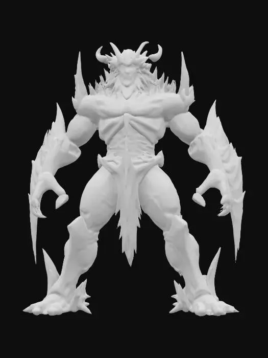3D model for [Canada]
A cybernetic Glacier Syndicate Overlord locked in A-pose, thick obsidian armor layered with frozen mist vents along the spine. Huge hydraulic arms lined with frostbite cracks. His helmet is crowned with jagged ice antlers, and his left gauntlet is embedded with retractable seismic breakers. Heavy breath steams from slotted vents at the jaw. #AroundTheWorld#
