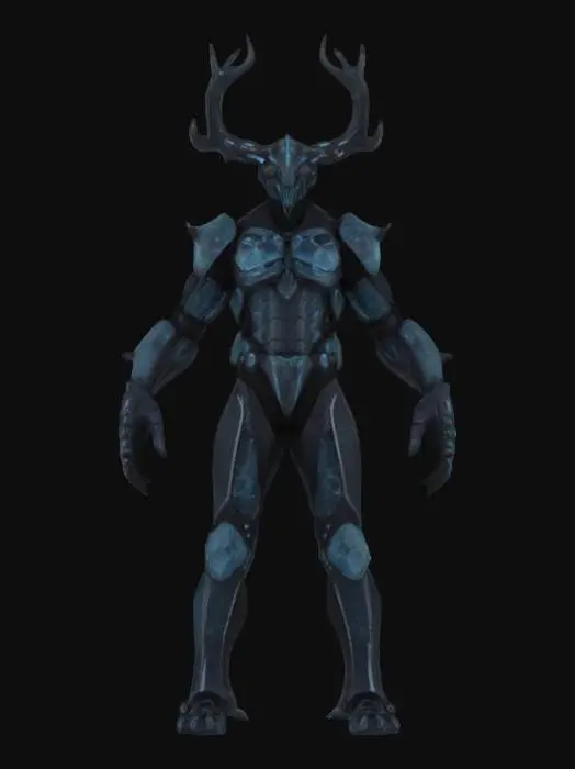 3D model for [Canada]
A cybernetic Glacier Syndicate Overlord locked in A-pose, thick obsidian armor layered with frozen mist vents along the spine. Huge hydraulic arms lined with frostbite cracks. His helmet is crowned with jagged ice antlers, and his left gauntlet is embedded with retractable seismic breakers. Heavy breath steams from slotted vents at the jaw. #AroundTheWorld#
