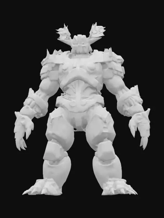 3D model for [Canada]
A cybernetic Glacier Syndicate Overlord locked in A-pose, thick obsidian armor layered with frozen mist vents along the spine. Huge hydraulic arms lined with frostbite cracks. His helmet is crowned with jagged ice antlers, and his left gauntlet is embedded with retractable seismic breakers. Heavy breath steams from slotted vents at the jaw. #AroundTheWorld#
