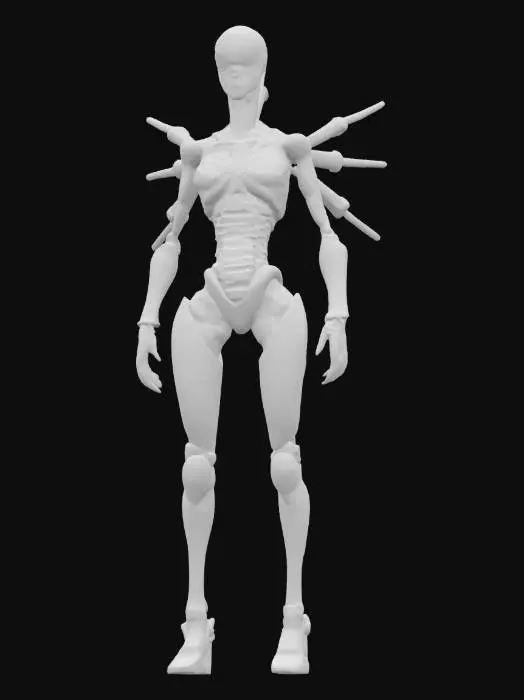 3D model for Object: Combat Healer — “SABRA STITCH, The Blood Hacker”
Material: Surgical steel plating, IV bag holsters, chrome tubing, neural gel patches, duct-taped defibrillator coils
Shape/Form: Tall, skeletal silhouette; one exposed cybernetic ribcage; six syringe-launching spine tendrils; clear medical visor; hip-slung medicine-case cannon

Color Scheme: Bone white jumpsuit with red and teal surgical accents, pulsing green lights in tubing, red-cross markings stenciled like graffiti
Texture Details: Smudged sterile surfaces, medical grime, holographic heartbeat pulse on chest; comic line shadows under every fold
Style: Cartoon (Borderlands cel-shaded with horror-clinic overtones)
Reference Models: Borderlands’ Zane meets Silent Hill’s nurse, with a splash of Apex's Lifeline
