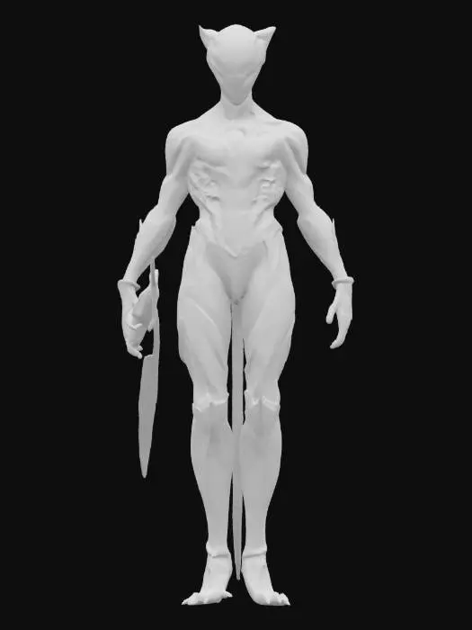3D model for Object: Interdimensional Assassin — “VIRRAZ, The Phase-Lurker”

Material: Translucent phase crystal skin, bonded boneplate armor, ripple-tech cloaking mesh

Shape/Form: Slender and semi-fluid form; 4 floating limbs; no legs — glides on distortion rings; mask with swirling galaxy eyes; wrist mounted phase blade

Color Scheme: Indigo-black body, violet and green pulses in joints, flowing glow-trails in place of blood

Texture Details: Light-refracting skin, clean comic shadows on boneplate, oily sheen transitions

Style: Cartoon (Borderlands x cosmic-eldritch cel-shade fusion)

Environment/Use Context: Stalks prey through glitch rifts and quantum caves

Reference Models: Mass Effect Reaper + No-Face + Spawn + Hyper Light Drifter