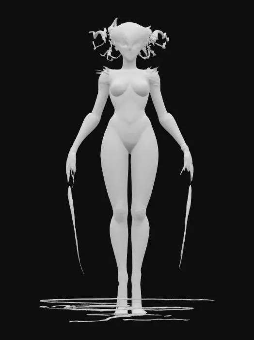 3D model for Object: Interdimensional Assassin — “VIRRAZ, The Phase-Lurker”

Material: Translucent phase crystal skin, bonded boneplate armor, ripple-tech cloaking mesh

Shape/Form: Slender and semi-fluid form; 4 floating limbs; no legs — glides on distortion rings; mask with swirling galaxy eyes; wrist mounted phase blade

Color Scheme: Indigo-black body, violet and green pulses in joints, flowing glow-trails in place of blood

Texture Details: Light-refracting skin, clean comic shadows on boneplate, oily sheen transitions

Style: Cartoon (Borderlands x cosmic-eldritch cel-shade fusion)

Environment/Use Context: Stalks prey through glitch rifts and quantum caves

Reference Models: Mass Effect Reaper + No-Face + Spawn + Hyper Light Drifter