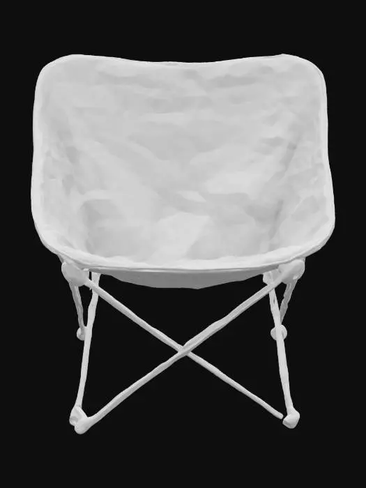 3D model for Object: A modular, foldable camping chair
Material: Lightweight aluminum frame with ballistic nylon fabric
Shape/Form: Geometric frame with angular legs and a compact, foldable seat
Color Scheme: Olive green with black accents
Texture Details: Matte finish on metal, rugged woven fabric with slight weathered effect
Style: Realistic with utilitarian, military-inspired design
Environment/Use Context: Placed next to a campfire in a dense forest setting
Reference Models: Inspired by tactical gear designs and military-grade camping equipment