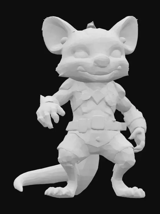 3D model for Object: Teenage Quokka character with mutant features and quantum-themed accessories.
Material: Semi-metallic with quantum circuitry patterns, leather-like fabric for clothing.
Shape/Form: Anthropomorphic, muscular build with exaggerated teenage proportions (larger hands and feet, slightly hunched).
Color Scheme: Dark green base, neon blue and purple accents for quantum circuitry, brown for clothing.
Texture Details: Smooth metallic surfaces with glowing circuit patterns, rugged leather textures, matte skin with slight fur detailing.
Style: Cartoon, slightly exaggerated proportions, influenced by 90s action cartoons.
Environment/Use Context: Standing in a futuristic alley with neon signs. Reference Models: Inspired by Teenage Mutant Ninja Turtles and cyberpunk anime styles.