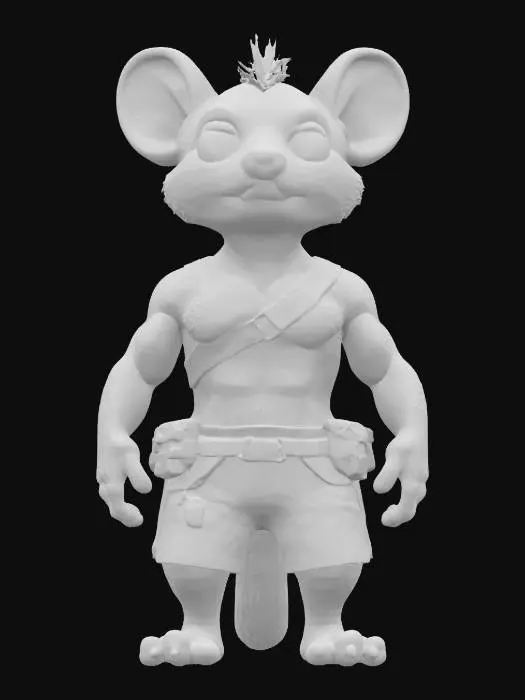 3D model for Object: Teenage Quokka character with mutant features and quantum-themed accessories.
Material: Semi-metallic with quantum circuitry patterns, leather-like fabric for clothing.
Shape/Form: Anthropomorphic, muscular build with exaggerated teenage proportions (larger hands and feet, slightly hunched).
Color Scheme: Dark green base, neon blue and purple accents for quantum circuitry, brown for clothing.
Texture Details: Smooth metallic surfaces with glowing circuit patterns, rugged leather textures, matte skin with slight fur detailing.
Style: Cartoon, slightly exaggerated proportions, influenced by 90s action cartoons.
Environment/Use Context: Standing in a futuristic alley with neon signs. Reference Models: Inspired by Teenage Mutant Ninja Turtles and cyberpunk anime styles.