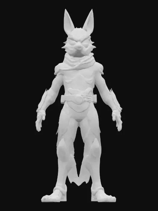 3D model for Object: Teenage Mutant Cosmic Coyote – a space-traveling trickster with gravity-bending abilities.
Material: Sleek, reflective armor with starry cosmic patterns, soft mesh underlayer for agility, glowing energy orbs embedded in gloves.
Shape/Form: Lithe, athletic build with elongated limbs and a crescent-shaped tail, floating cosmic scarf.
Color Scheme: Midnight blue and black base with silver star patterns, purple and teal glowing accents.
Texture Details: Smooth, metallic surfaces with subtle nebula patterns, shimmering mesh underlayer, translucent energy orbs.
Style: Celestial cyberpunk with a mystical, space-ninja vibe.

Reference Models: Inspired by Marvel’s Silver Surfer, Destiny 2's Hunters, and celestial-themed anime designs.