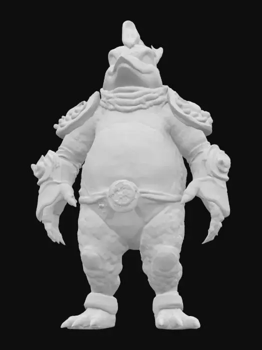 3D model for Object: Teenage Mutant Pyro Penguin – a fiery, flame-wielding penguin with volcanic armor.
Material: Volcanic rock armor with magma veins, flame-resistant fabric underlayer, molten metal gauntlets.
Shape/Form: Compact, broad-shouldered build with thick arms, stubby legs, and a helmet shaped like a volcanic peak.
Color Scheme: Charcoal black base, vibrant orange and yellow magma veins, dark gray armor plates.
Texture Details: Rough, cracked volcanic rock surfaces with glowing lava fissures, smooth molten metal gauntlets, singed fabric.
Style: Apocalyptic fire-themed warrior with a mix of cartoonish and menacing features.

Reference Models: Inspired by Mad Max, volcanic creatures, and cartoon villain archetypes.