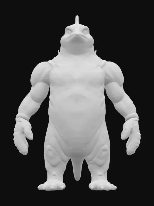 3D model for Object: Teenage Mutant Pyro Penguin – a fiery, flame-wielding penguin with volcanic armor.
Material: Volcanic rock armor with magma veins, flame-resistant fabric underlayer, molten metal gauntlets.
Shape/Form: Compact, broad-shouldered build with thick arms, stubby legs, and a helmet shaped like a volcanic peak.
Color Scheme: Charcoal black base, vibrant orange and yellow magma veins, dark gray armor plates.
Texture Details: Rough, cracked volcanic rock surfaces with glowing lava fissures, smooth molten metal gauntlets, singed fabric.
Style: Apocalyptic fire-themed warrior with a mix of cartoonish and menacing features.

Reference Models: Inspired by Mad Max, volcanic creatures, and cartoon villain archetypes.