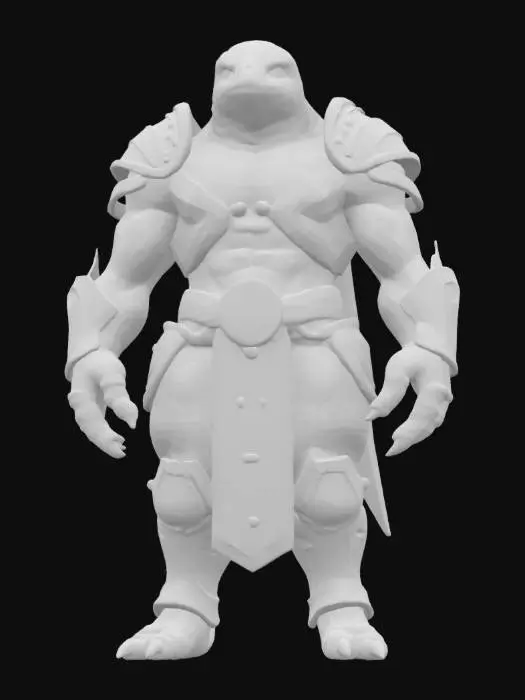 3D model for Object: Teenage Mutant Pyro Penguin – a fiery, flame-wielding penguin with volcanic armor.
Material: Volcanic rock armor with magma veins, flame-resistant fabric underlayer, molten metal gauntlets.
Shape/Form: Compact, broad-shouldered build with thick arms, stubby legs, and a helmet shaped like a volcanic peak.
Color Scheme: Charcoal black base, vibrant orange and yellow magma veins, dark gray armor plates.
Texture Details: Rough, cracked volcanic rock surfaces with glowing lava fissures, smooth molten metal gauntlets, singed fabric.
Style: Apocalyptic fire-themed warrior with a mix of cartoonish and menacing features.

Reference Models: Inspired by Mad Max, volcanic creatures, and cartoon villain archetypes.