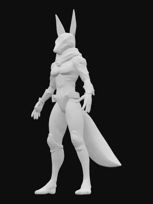 3D model for Object: Teenage Mutant Cosmic Coyote – a space-traveling trickster with gravity-bending abilities.
Material: Sleek, reflective armor with starry cosmic patterns, soft mesh underlayer for agility, glowing energy orbs embedded in gloves.
Shape/Form: Lithe, athletic build with elongated limbs and a crescent-shaped tail, floating cosmic scarf.
Color Scheme: Midnight blue and black base with silver star patterns, purple and teal glowing accents.
Texture Details: Smooth, metallic surfaces with subtle nebula patterns, shimmering mesh underlayer, translucent energy orbs.
Style: Celestial cyberpunk with a mystical, space-ninja vibe.

Reference Models: Inspired by Marvel’s Silver Surfer, Destiny 2's Hunters, and celestial-themed anime designs.