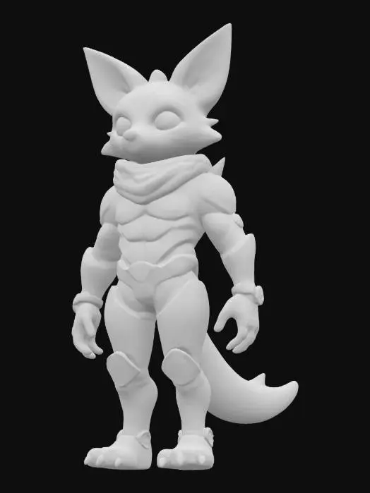 3D model for Object: Teenage Mutant Cosmic Coyote – a space-traveling trickster with gravity-bending abilities.
Material: Sleek, reflective armor with starry cosmic patterns, soft mesh underlayer for agility, glowing energy orbs embedded in gloves.
Shape/Form: Lithe, athletic build with elongated limbs and a crescent-shaped tail, floating cosmic scarf.
Color Scheme: Midnight blue and black base with silver star patterns, purple and teal glowing accents.
Texture Details: Smooth, metallic surfaces with subtle nebula patterns, shimmering mesh underlayer, translucent energy orbs.
Style: Celestial cyberpunk with a mystical, space-ninja vibe.

Reference Models: Inspired by Marvel’s Silver Surfer, Destiny 2's Hunters, and celestial-themed anime designs.