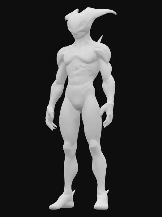 3D model for Object: A space-traveling newt with cosmic powers and gravity-defying boots.
Material: Reflective, star-patterned bodysuit with silver exoskeleton, glowing galaxy-patterned chest plate, magnetic boots.
Shape/Form: Slim, elongated build with webbed hands and feet, star-shaped markings along the body, helmet with nebula display.
Color Scheme: Midnight blue base with purple and white star patterns, silver accents, luminous teal eyes.
Texture Details: Smooth, shimmering bodysuit with cosmic swirls, matte metallic exoskeleton, glassy helmet visor.
Style: Cosmic traveler with a celestial, otherworldly feel.

Reference Models: Inspired by Silver Surfer, Guardians of the Galaxy, and celestial fantasy creatures.