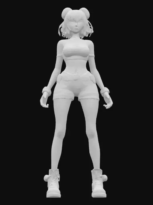 3D model for “girl” Material: skin Shape/Form: Slim, dynamic exposed skin with angular shoulder Color Scheme: Neon magenta base with cyan gradients, white luminous trims, yellow energy runes; spark-style anime highlights Texture Details: Shimmering soft plastic with glowing ink lines, smooth fabric surfaces with motion blur gloss, stylized specular reflections Style: Anime (2.5D cel-anime shading with cyber-magical vibe) Reference Models: Inspired by Hatsune Miku x D.Va x Kill la Kill’s