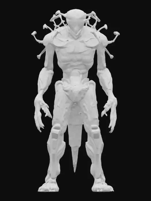 3D model for {
"Object": "Colossal digital virus-entity with humanoid and fractal traits",
"Material": "Matte black steel, neon alloy, obsidian glass, fiber-optic cables",
"Shape/Form": "60-meter tall glitching humanoid form with fractal limbs, wing-struts, floating core orb, asymmetrical arms and digit talons",
"Color Scheme": "Neon green, magenta, electric teal, violet, glowing red accents",
"Texture Details": "Cracked surfaces, glowing circuit fissures, semi-transparent orb shell, flickering LED panels, etched hexadecimal code",
"Style": "Stylized-mechanical with PBR-like realism, high-fidelity detail",