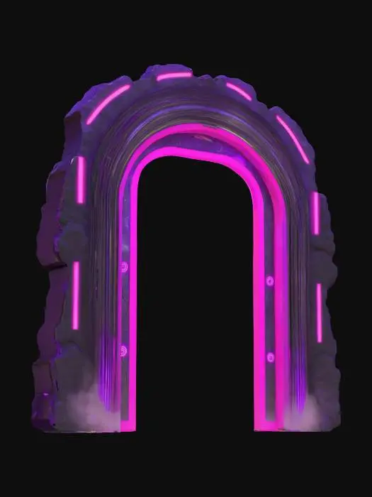 3D model for Subject: Neon Nexus Arch

Style: Cyberpunk futuristic parametric gateway with a yellow & purple palette

Material:

Frame: Oxidized titanium with light surface erosion

Accents: Embedded neon plasma tubing in deep purple and vibrant yellow

Panels: Translucent OLED circuit-panel insets

Details:

Two interlocking, asymmetrical rings twisting upward to form an arch

Neon plasma seams pulsing in alternating purple and yellow with subtle bloom

OLED panels displaying scrolling circuit glyphs in complementary yellow and violet hues

Fine rainwater bead and mist overlays to accentuate reflections

Hidden power conduits recessed within the inner curves

Purpose: Signature centerpiece for neon-drenched game levels, VR experiences, or futuristic architectural showcases, #arch#