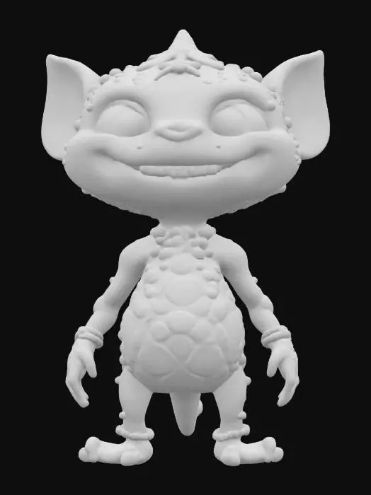 3D model for Tidepool Trickster: an impish creature made of shells and pebbles, with starfish adornments and a mischievous grin., #ocean#