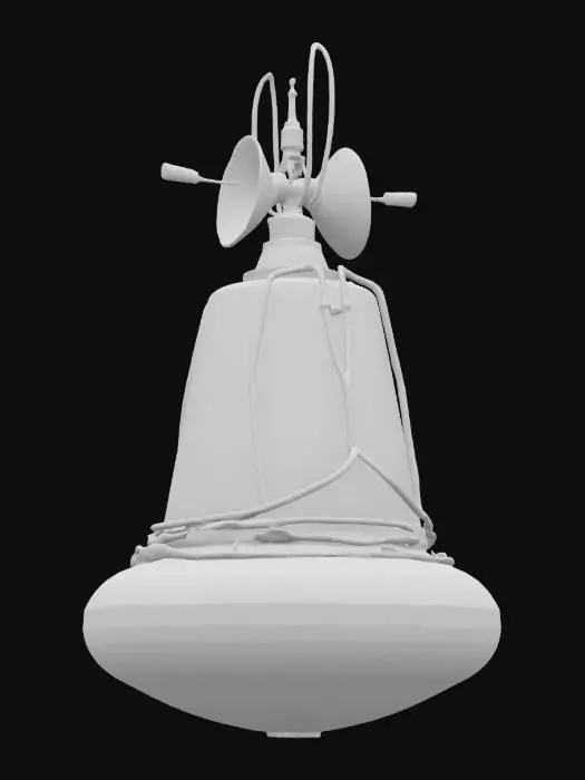 3D model for "Object": "Backdoor Signal Buoy",
"Material": "Weathered composite shell embedded with LED arrays and fiber-optic data strands",
"Shape/Form": "Floating cylindrical buoy topped with a dish antenna and trailing twisted cable tendrils",
"Color Scheme": "Sea-foam green base with flickering magenta signal bands and matte black accents",
 "Texture Details": "Salt-crusted PBR surface, chipped paint revealing layered circuit traces, dynamic emissive LED maps", "Style": "Stylized Realistic PBR with subtle cyber-decay effects", "Environment/Use Context": "Moored above a vibrant coral reef, periodically broadcasting hidden backdoor beacons to passing vessels", "Reference Models": [
"Standard marine navigational buoy",
    "Satellite communication dish",
    "Digital glitch overlays", #ocean#, 

