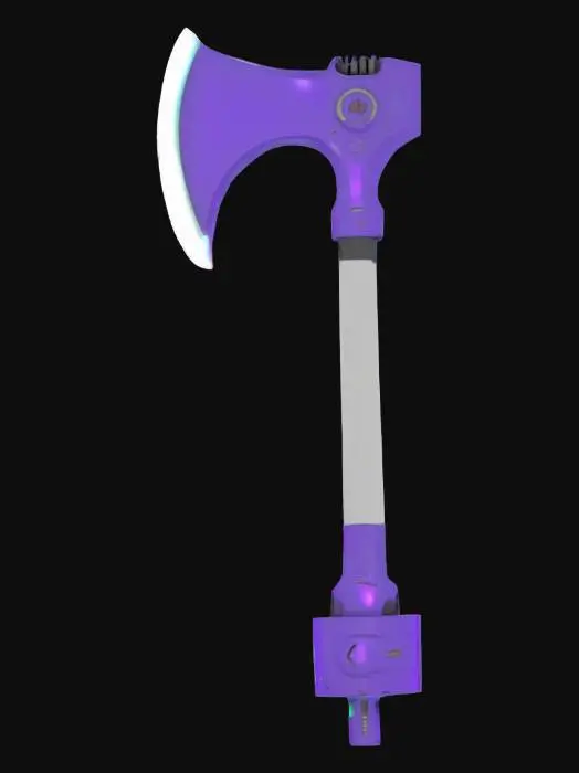 3D model for subject: "Sci-fi energy axe"
style: "High-tech, sleek, neon glow, detailed hard-surface modeling"
material: "Metallic handle with chrome finish, plasma blade with glowing energy core, PBR textures"
details:
  - "Sleek handle with grip texture"
  - "Blade made of translucent energy"
  - "Vibrant neon glow"
purpose: "Game asset for sci-fi environments, VR, HDR, 8K rendering"
