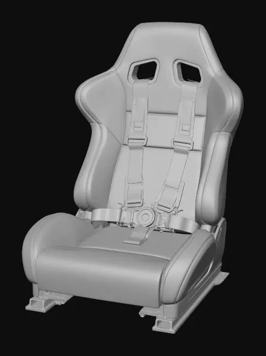 3D model for Black racing seat with red harness