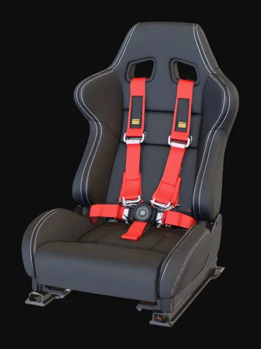 3D model for Black racing seat with red harness